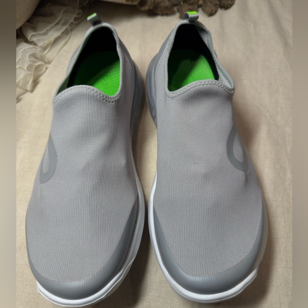 OOFOS Gray and Green Men's Slip-On Sneakers - Picture 2 of 4